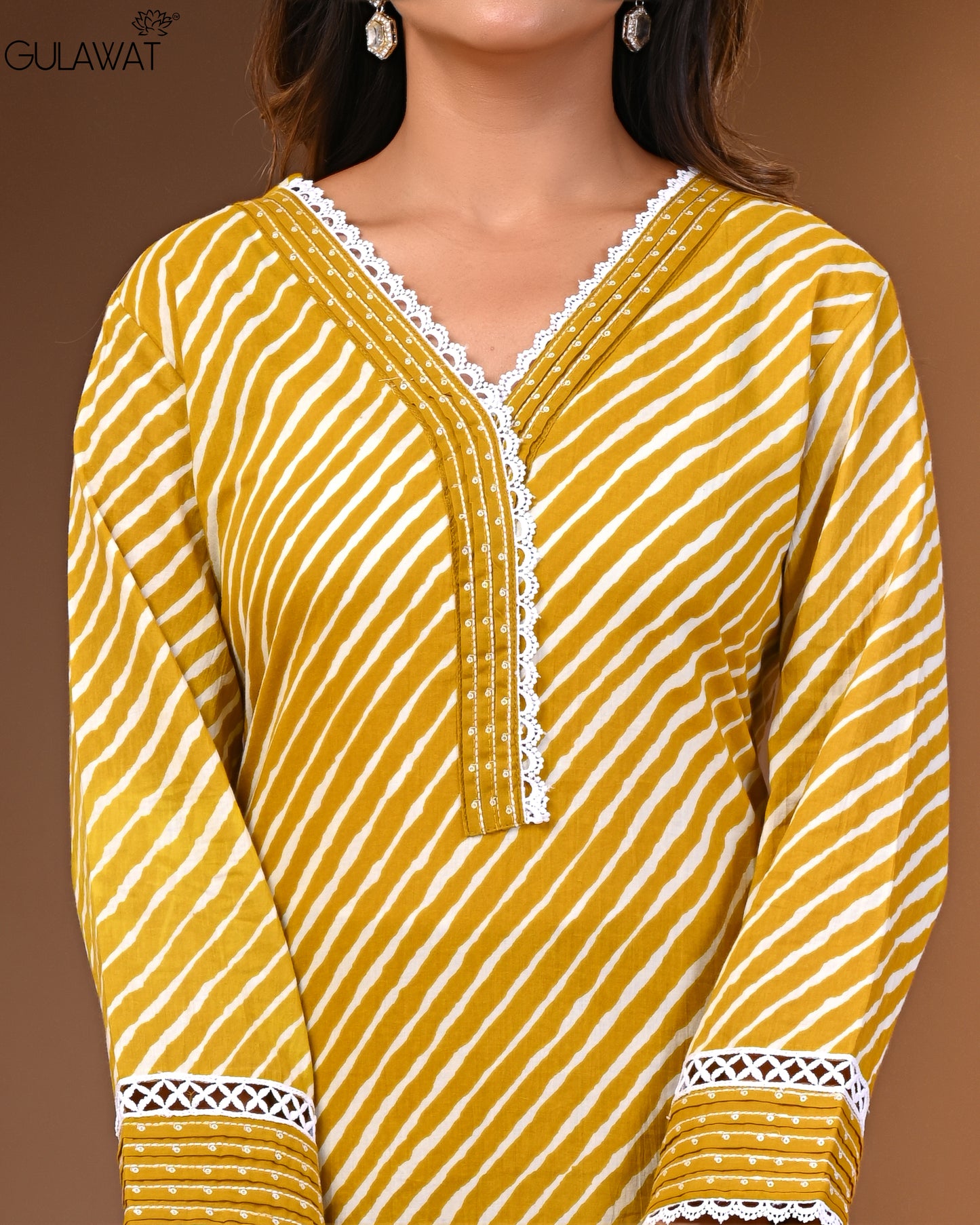 Gulawat Exclusive 3-Piece Kurta Set in Pure 60/60 Cotton with Digital print.