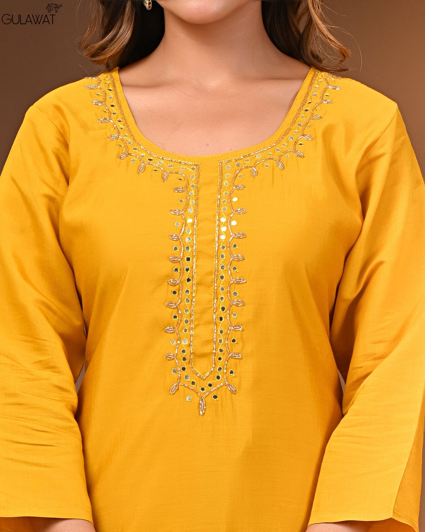 Gulawat Exclusive Collection Kesari Roman Silk Muslin 3-Piece Suit "Kurta/Pant/Dupatta"